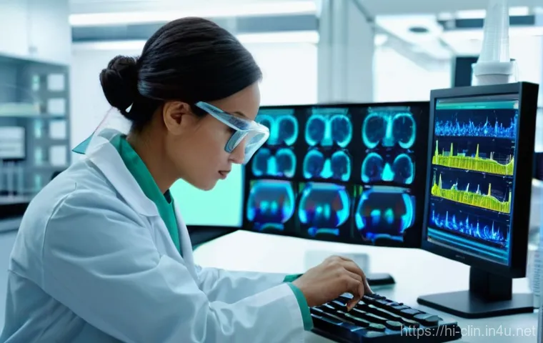 임상병리사의 윤리적 딜레마 - **A thoughtful lab professional in a modern laboratory setting.**
    *   **Subject:** A focused, de...