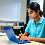 Home 9 임상병리사 국가고시 준비법 - **Prompt:** A young, determined Indian student, appearing to be around 18-20 years old, seated comfo...