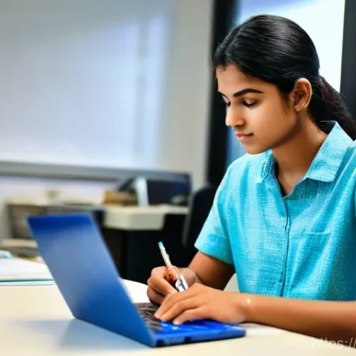 Home 19 임상병리사 국가고시 준비법 - **Prompt:** A young, determined Indian student, appearing to be around 18-20 years old, seated comfo...