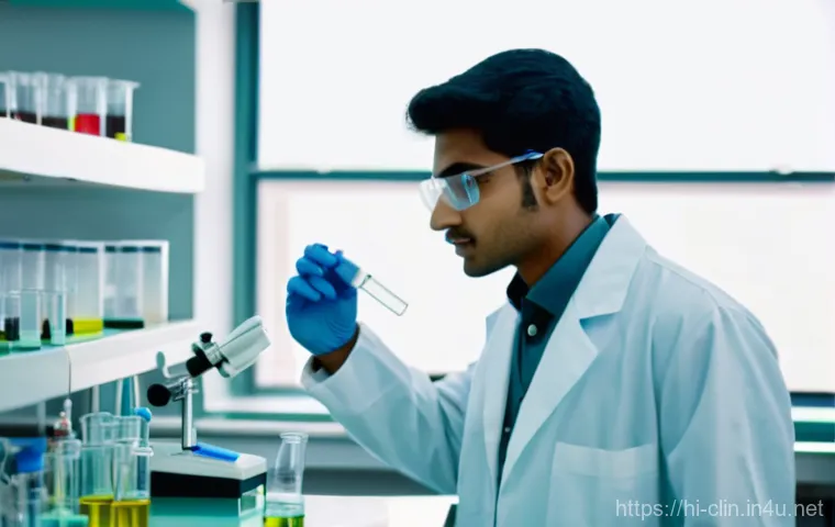 임상병리사 국가고시 준비법 - **Prompt:** A young, determined Indian student, appearing to be around 18-20 years old, seated comfo...