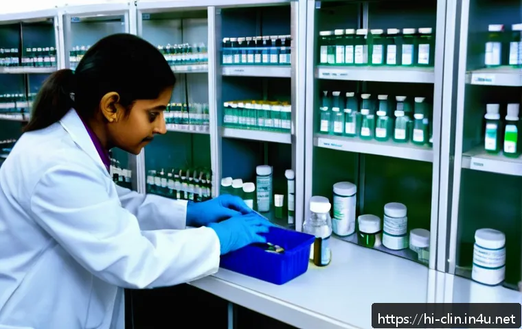 임상병리사 업무 기술서 작성법 - A detailed scene inside a clinical pathology laboratory in India, showing a clinical pathologist wea...