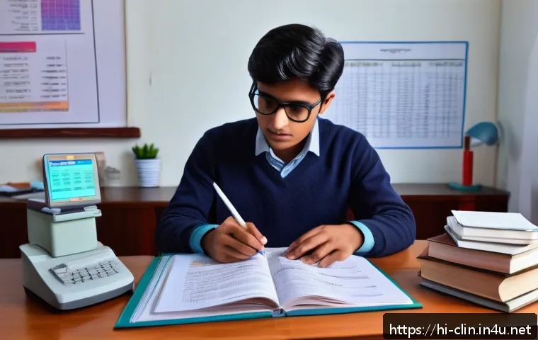 임상병리사 전공 서적 리뷰 - A cozy study room scene featuring a Hindi-speaking student deeply engrossed in reading a clinical pa...