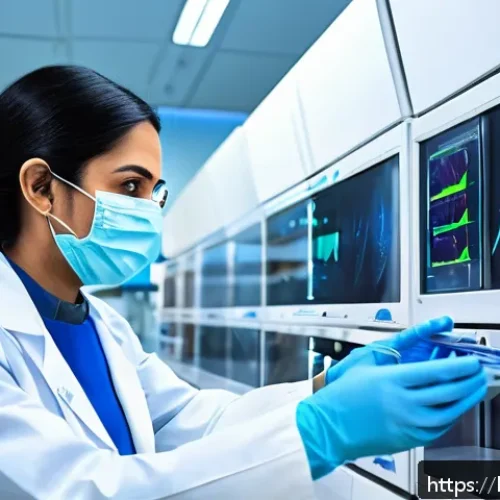 Home 30 임상병리사와 임상 시험의 역할 - A modern clinical diagnostic laboratory scene showing advanced medical devices and machines operated...